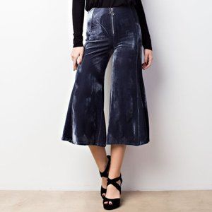 Velvet Culottes High Waisted Retro Capri Pants
